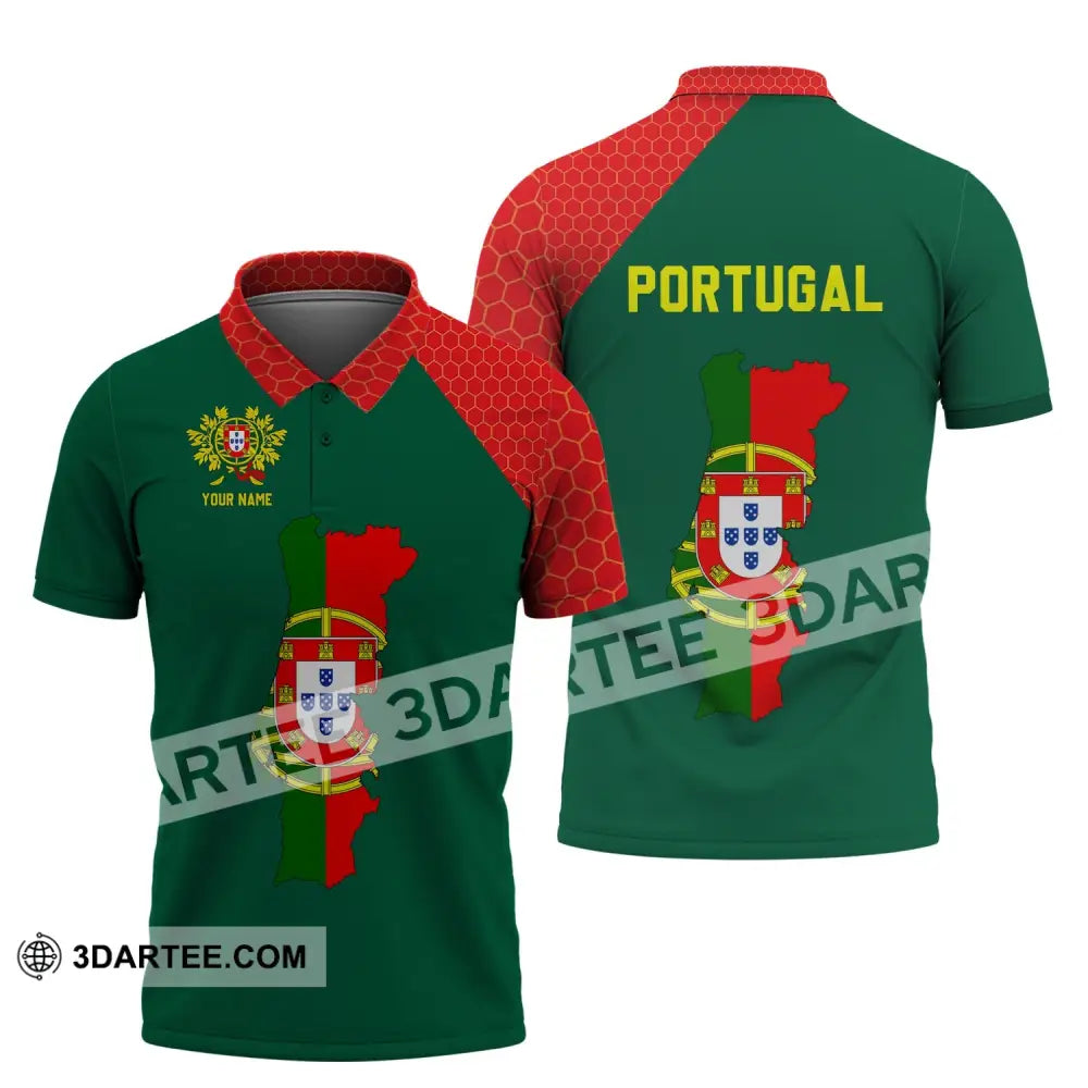 Unisex Shirt - Custom Name T-Shirt Portugal Clothing Map Polo / S T-Shirt