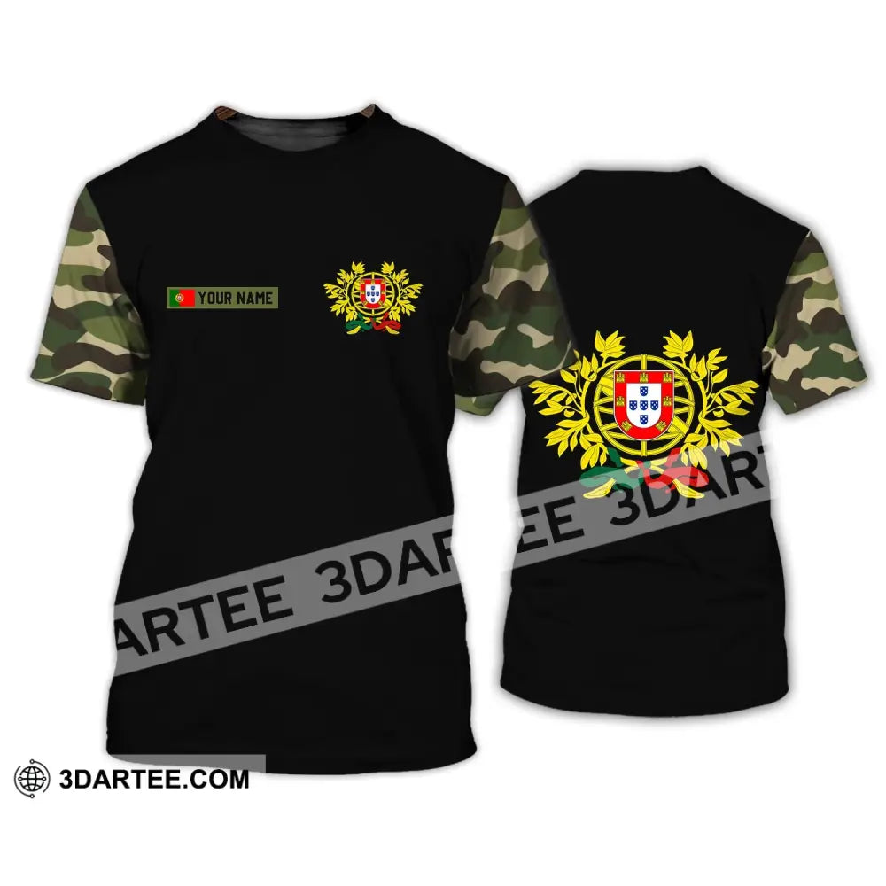 Unisex Shirt - Custom Name T-Shirt Portugal Coat Of Arms Camo / S T-Shirt