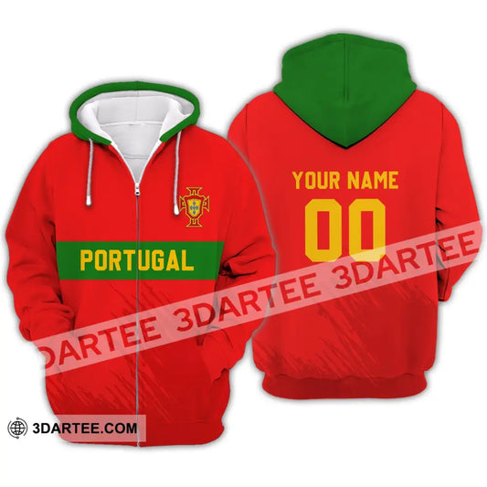 Unisex Shirt - Custom Name T-Shirt Portugal Football Clothing Zipper Hoodie / S T-Shirt