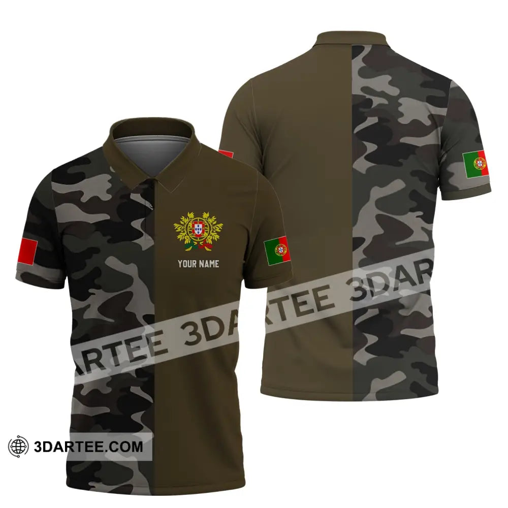 Unisex Shirt - Custom Name T-Shirt Portugal Half Camo Design Polo / S T-Shirt