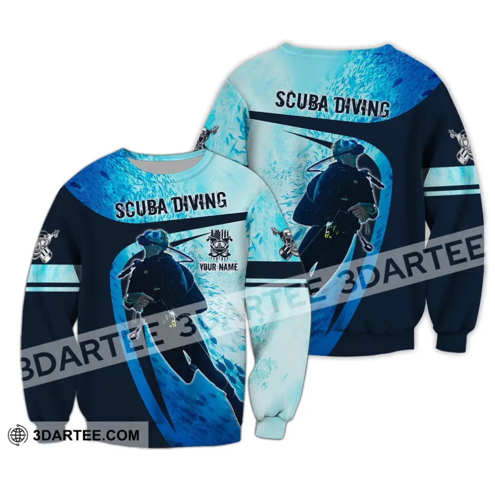 Unisex Shirt - Custom Name T-Shirt Scuba Diving Oxygen Mask Clothing Long Sleeve / S T-Shirt