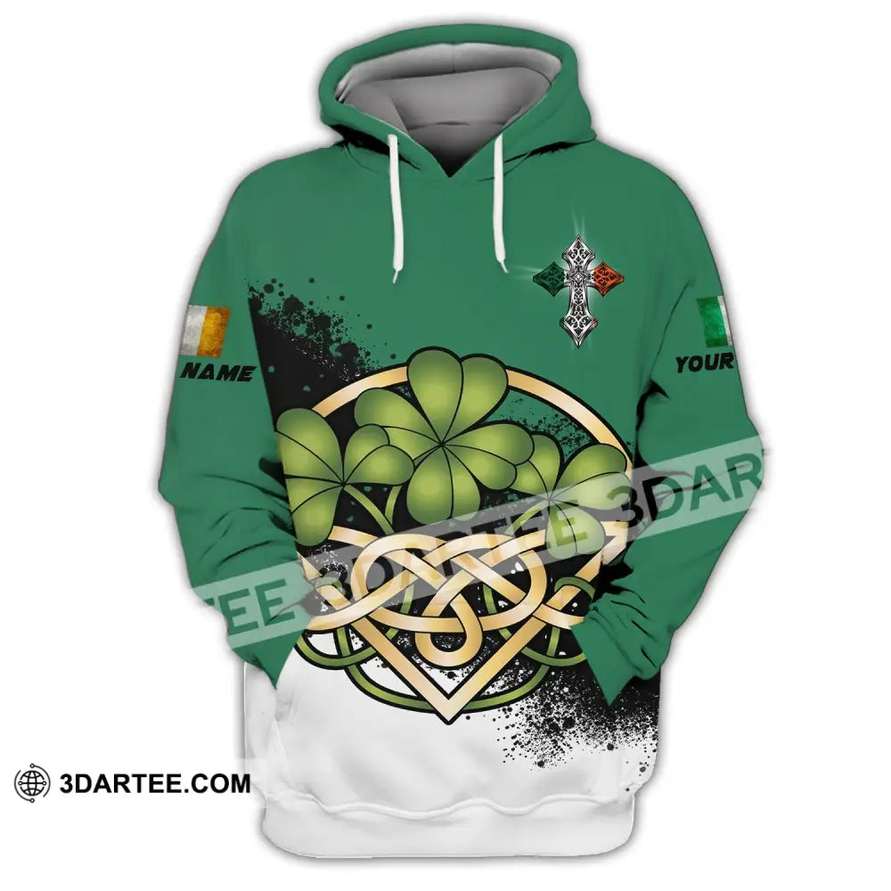 Unisex Shirt - Custom Name T-Shirt St. Patrick’s Day Clothing 4-Leaf Clover Hoodie / S T-Shirt