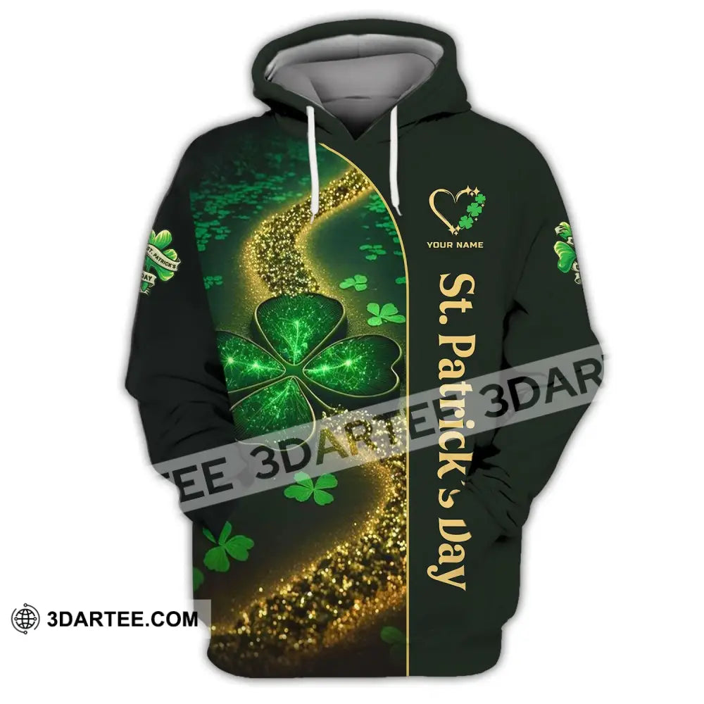 Unisex Shirt - Custom Name T-Shirt St. Patrick’s Day Clothing Heart With 4-Leaf Clover Hoodie / S