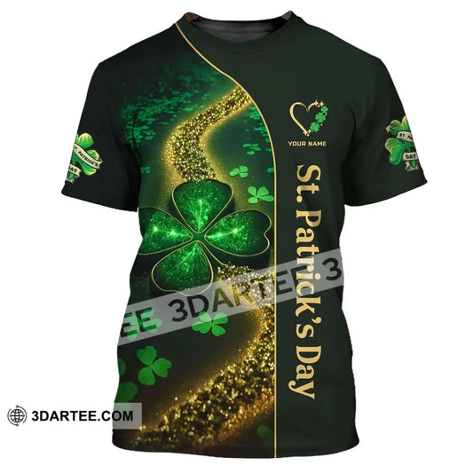 Unisex Shirt - Custom Name T-Shirt St. Patrick’s Day Clothing Heart With 4-Leaf Clover / S T-Shirt