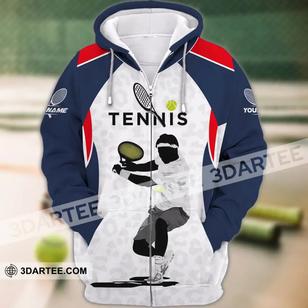 Unisex Shirt - Custom Name T-Shirt Tennis Lover Player Zipper Hoodie / S T-Shirt