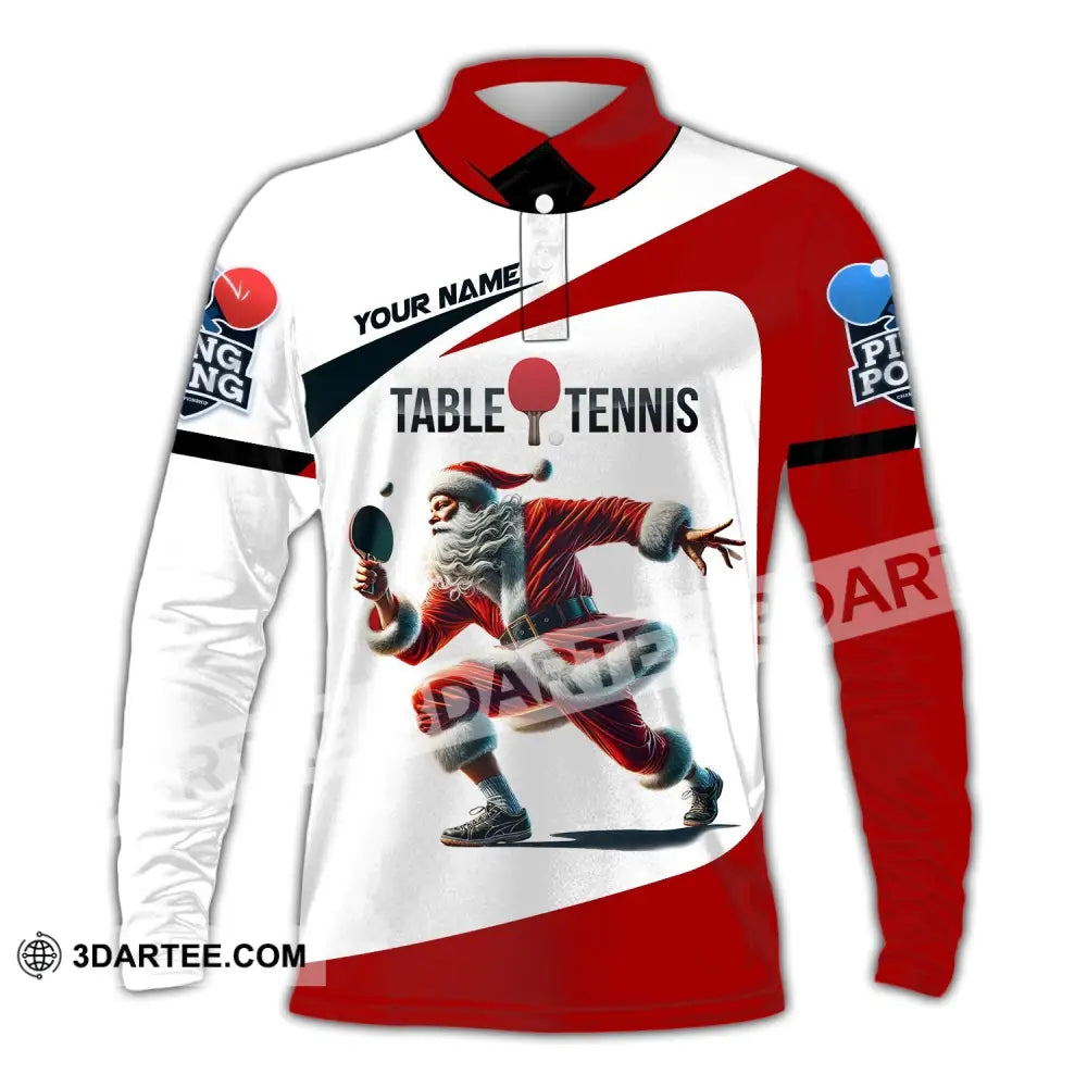 Unisex Shirt Custom Name Table Tennis Polo Long Sleeve Club Uniform Lover Gift / S T-Shirt