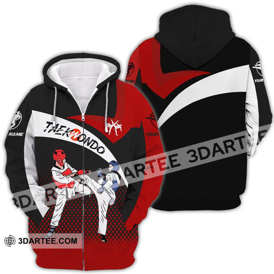 Unisex Shirt - Custom Name Taekwondo Fighters Zipper Hoodie / S T-Shirt