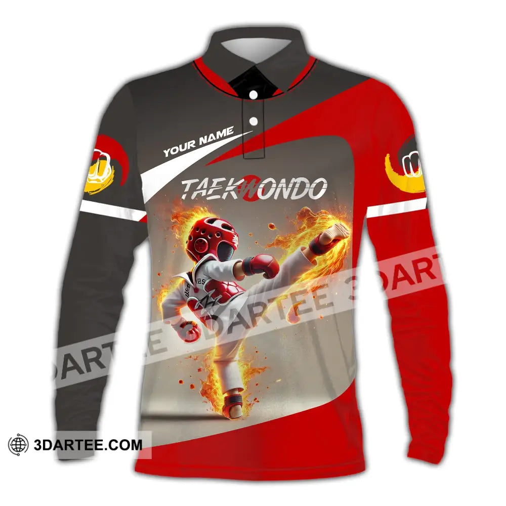 Unisex Shirt - Custom Name Taekwondo Long Sleeve Polo / S T-Shirt