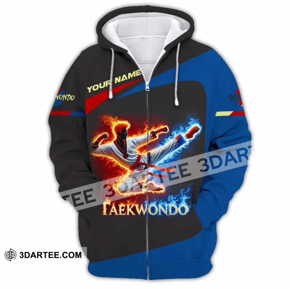 Unisex Shirt Custom Name Taekwondo Polo Long Sleeve Zipper Hoodie / S T-Shirt