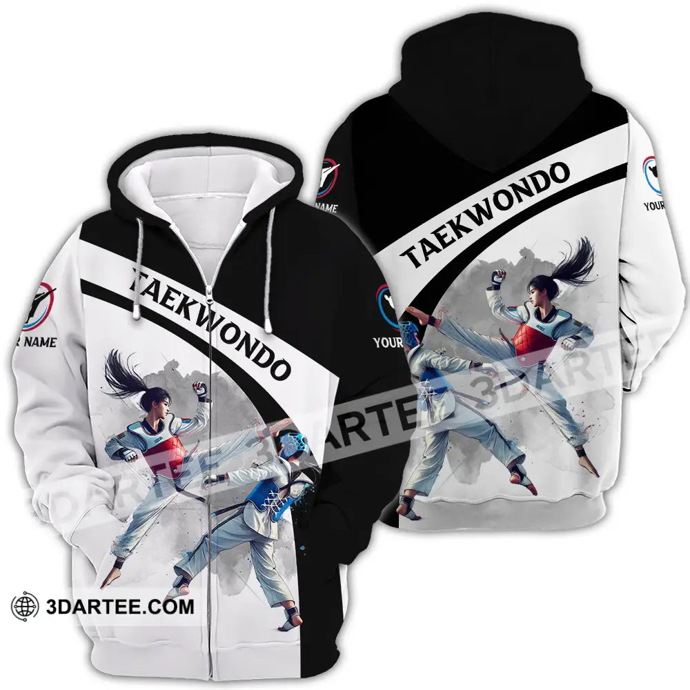 Unisex Shirt - Custom Name Taekwondo Sport Zipper Hoodie / S T-Shirt