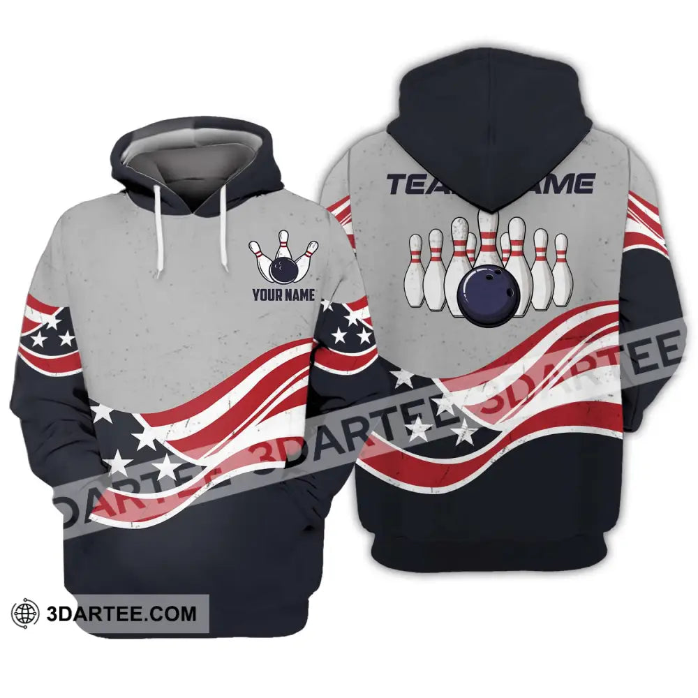 Unisex Shirt - Custom Name Team America Bowling Hoodie / S T-Shirt