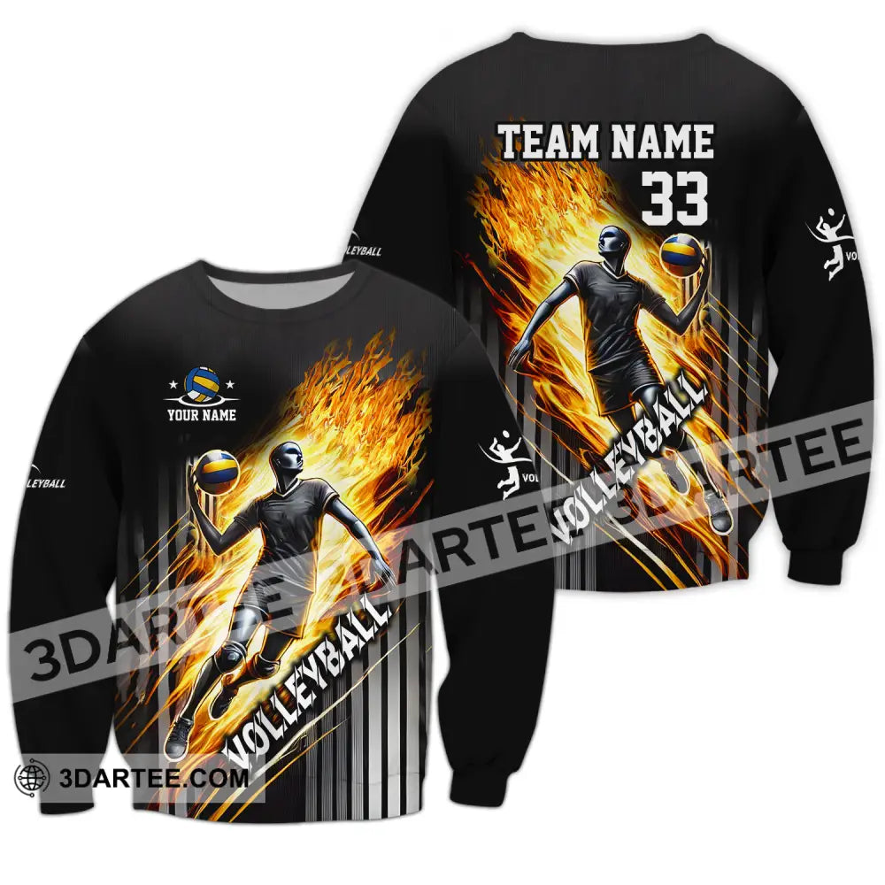 Unisex Shirt - Custom Name Team And Number Volleyball Lover Long Sleeve / S T-Shirt