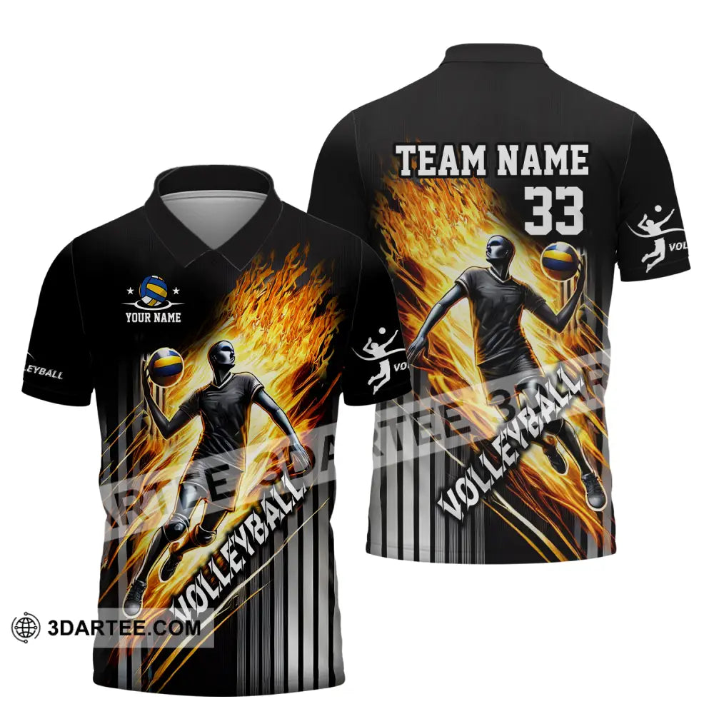 Unisex Shirt - Custom Name Team And Number Volleyball Lover Polo / S T-Shirt