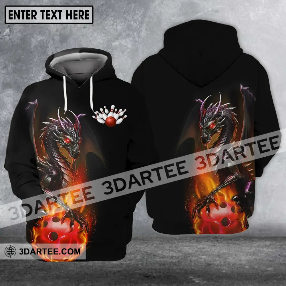 Unisex Shirt - Custom Name Team Bowling Dragon Fire Ball Hoodie / S T-Shirt