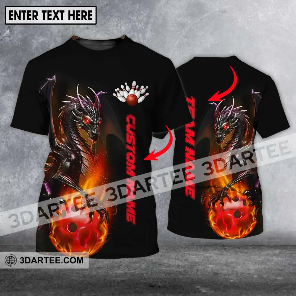 Unisex Shirt - Custom Name Team Bowling Dragon Fire Ball T-Shirt