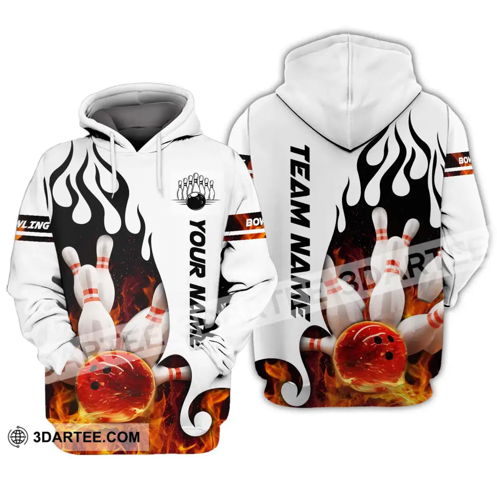 Unisex Shirt - Custom Name Team Fire Bowling Ball Hoodie / S T-Shirt