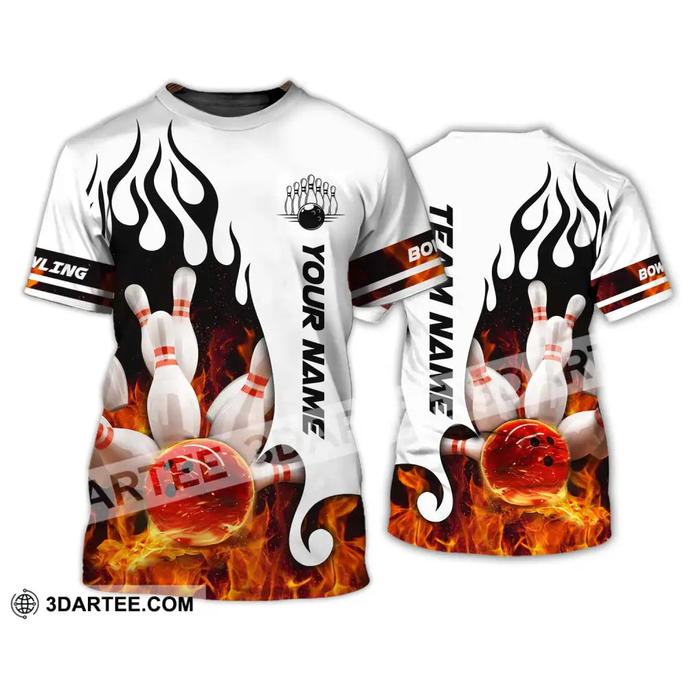 Unisex Shirt - Custom Name Team Fire Bowling Ball T-Shirt / S T-Shirt