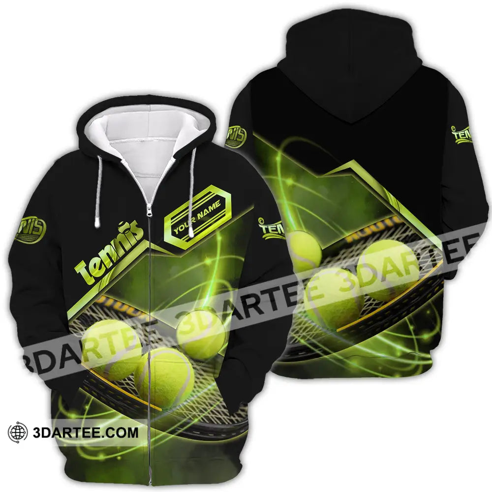 Unisex Shirt - Custom Name Tennis Ball Color Player Zipper Hoodie / S T-Shirt