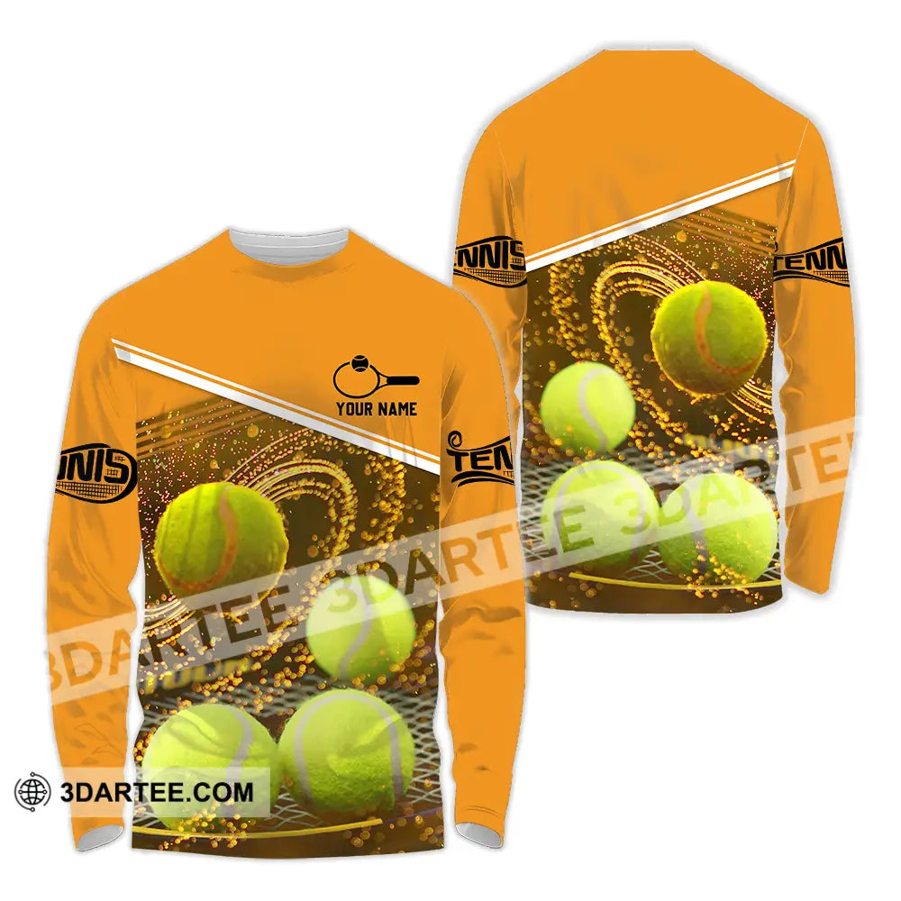 Unisex Shirt - Custom Name Tennis Ball Long Sleeve / S T-Shirt