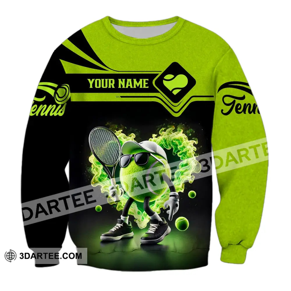 Unisex Shirt - Custom Name Tennis Ball Long Sleeve / S T-Shirt