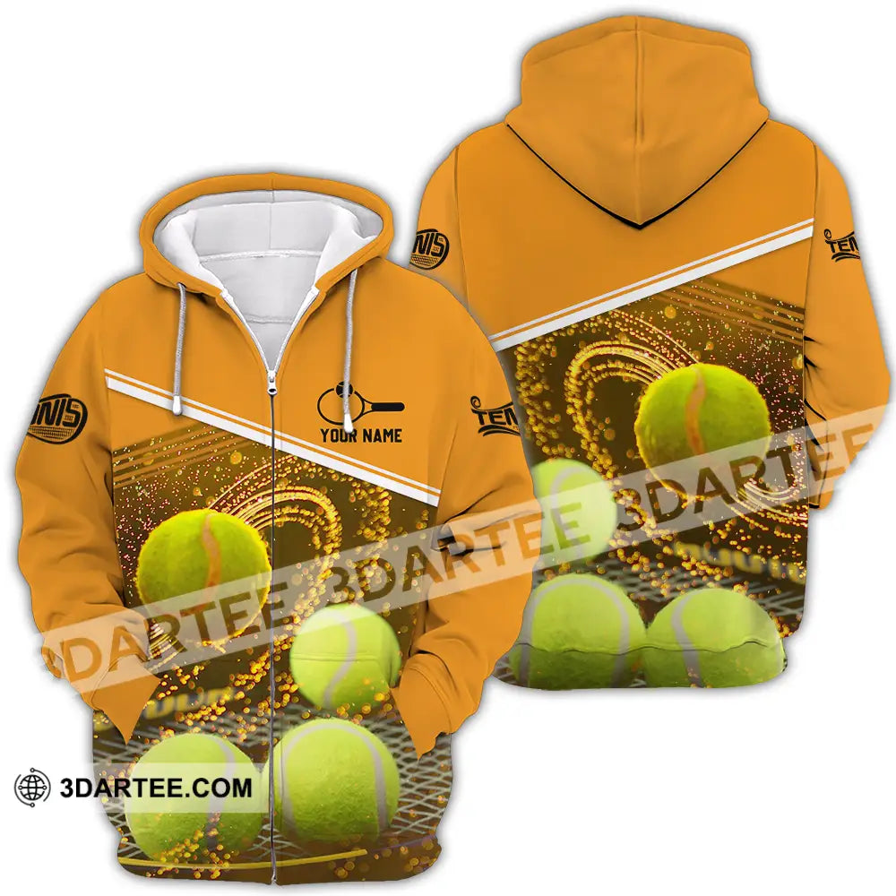 Unisex Shirt - Custom Name Tennis Ball Zipper Hoodie / S T-Shirt