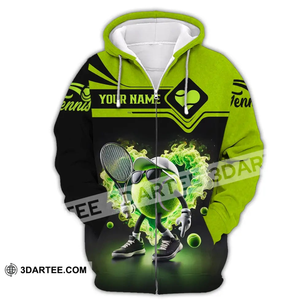 Unisex Shirt - Custom Name Tennis Ball Zipper Hoodie / S T-Shirt