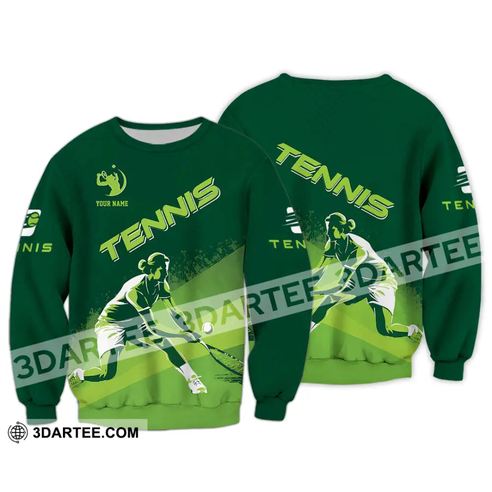 Unisex Shirt - Custom Name Tennis For Player Green Long Sleeve / S T-Shirt