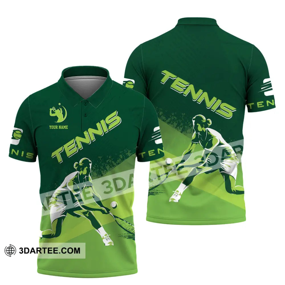 Unisex Shirt - Custom Name Tennis For Player Green Polo / S T-Shirt