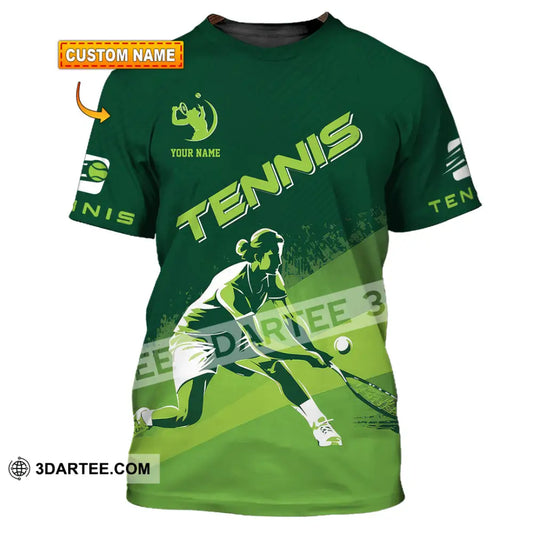 Unisex Shirt - Custom Name Tennis For Player Green T-Shirt