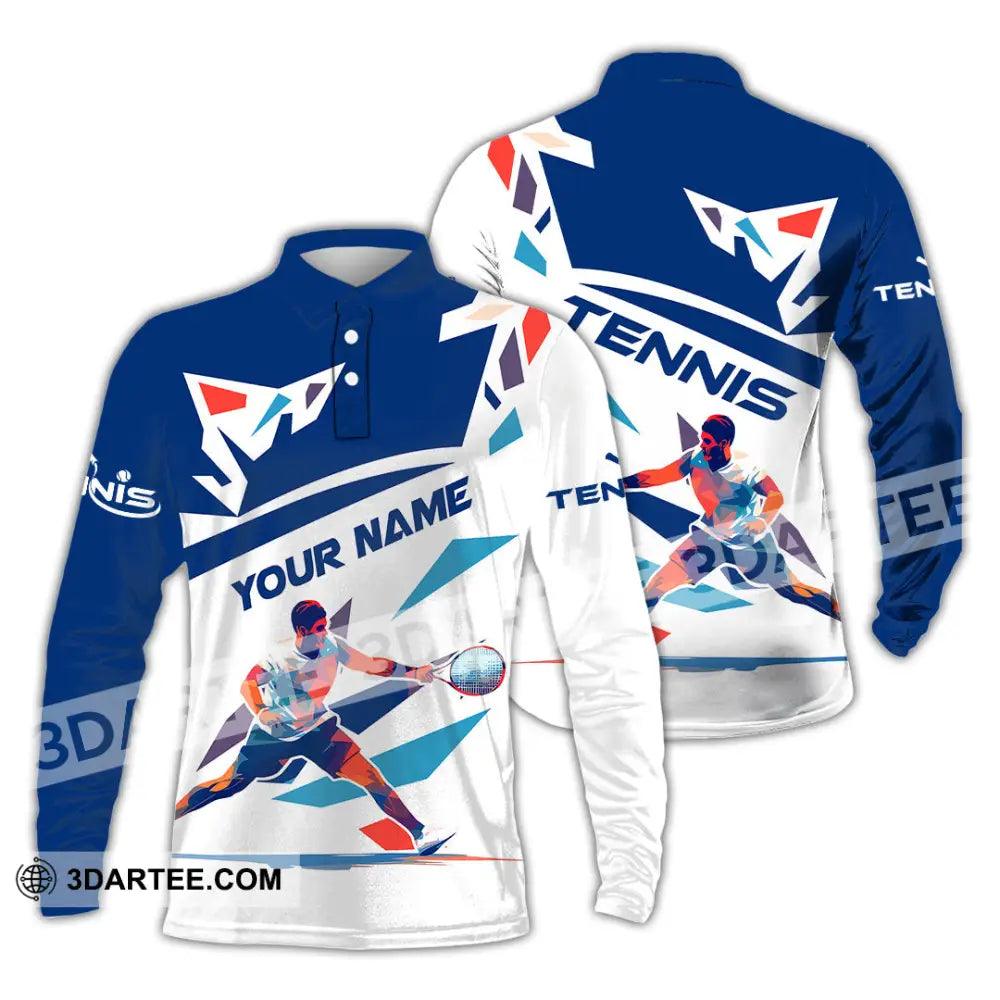 Unisex Shirt - Custom Name Tennis For Player Long Sleeve Polo / S T-Shirt