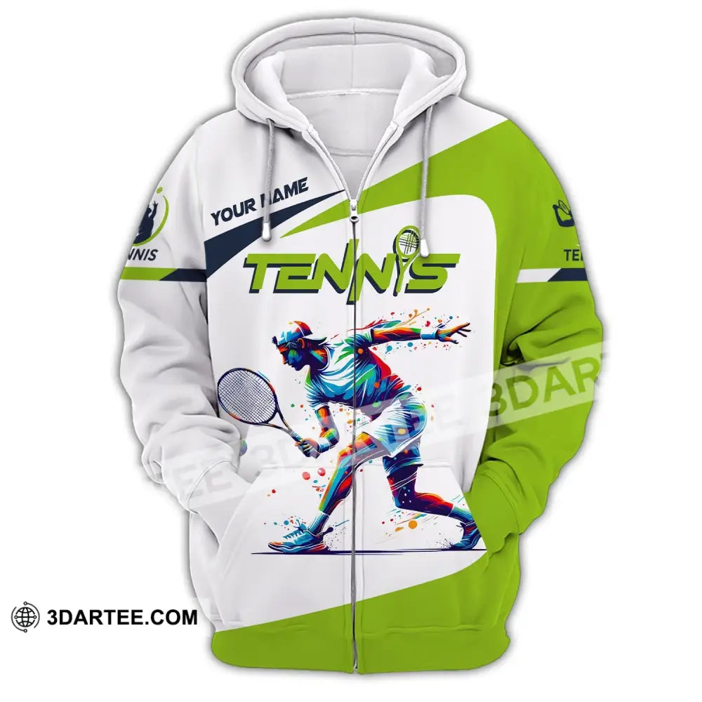 Unisex Shirt Custom Name Tennis Player T-Shirt For Lover Team Uniform Zipper Hoodie / S T-Shirt