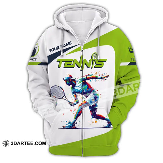 Unisex Shirt Custom Name Tennis Player T-Shirt For Lover Team Uniform Zipper Hoodie / S T-Shirt