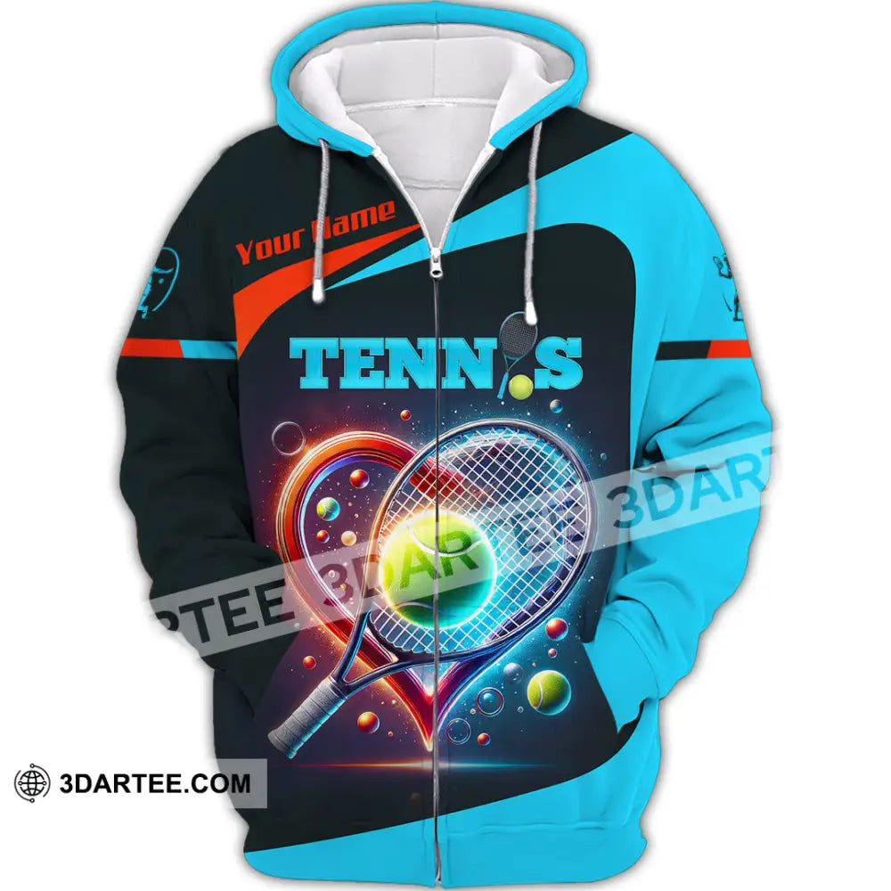 Unisex Shirt Custom Name Tennis T-Shirt Hoodie Long Sleeve Gift For Lovers Zipper / S T-Shirt