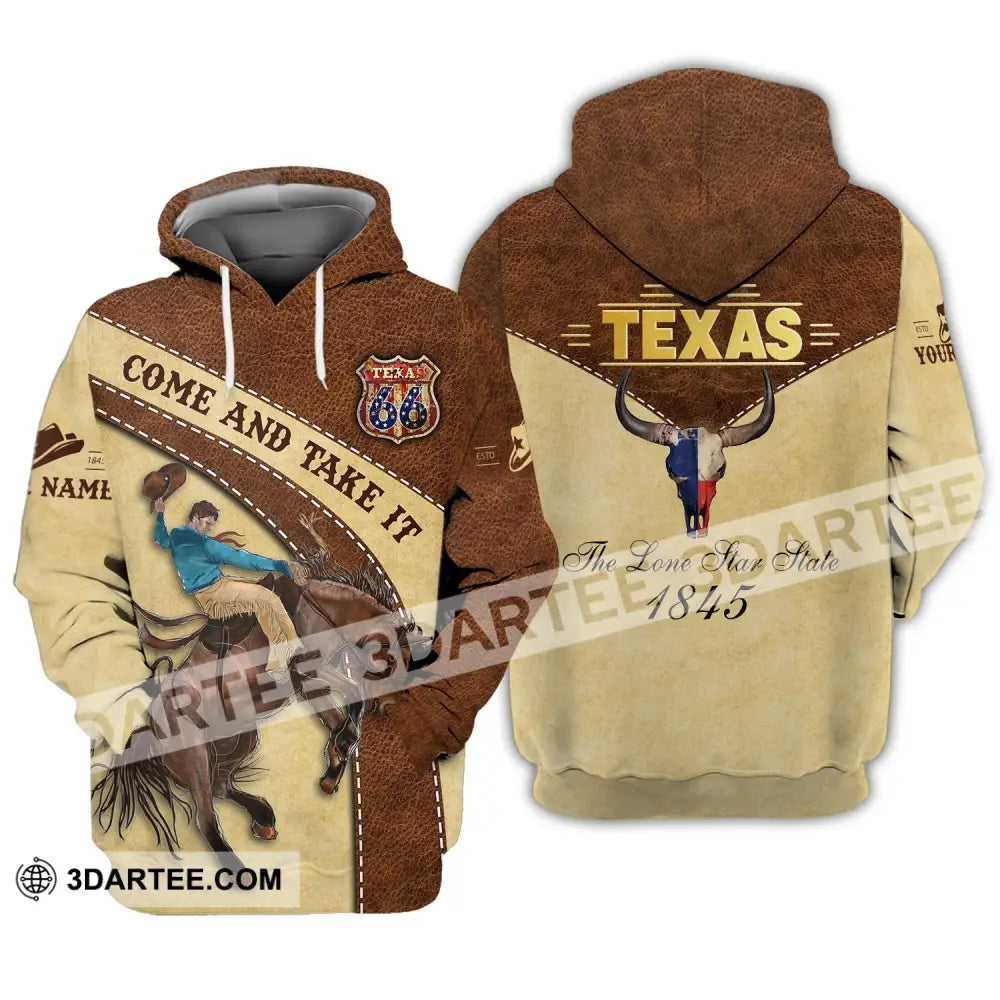 Unisex Shirt Custom Name Texas T-Shirt 1845 Come And Take It Hoodie / S