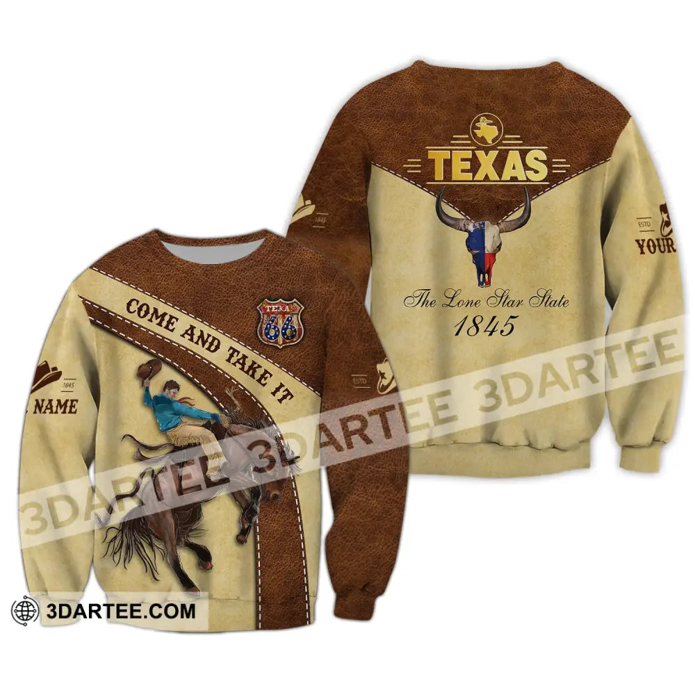 Unisex Shirt Custom Name Texas T-Shirt 1845 Come And Take It Long Sleeve / S