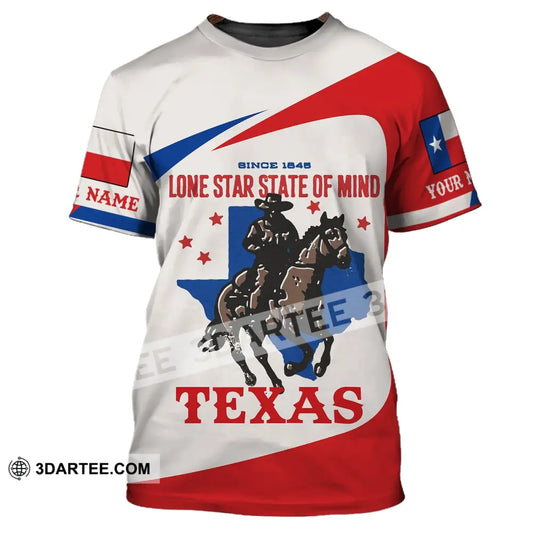 Unisex Shirt Custom Name Texas T-Shirt 1845 Lone Star State Of Mind / S