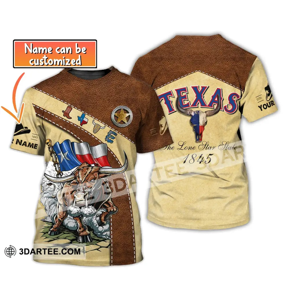 Unisex Shirt Custom Name Texas T-Shirt The Lone Star State 1845