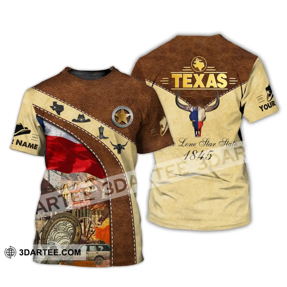 Unisex Shirt Custom Name Texas T-Shirt The Lone Star State 1845 / S