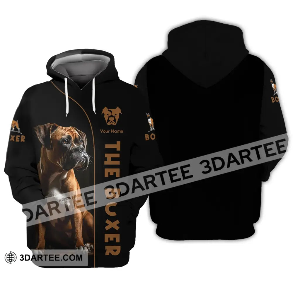 Unisex Shirt Custom Name The Boxer Dog 3D Gift For Pet Lovers Hoodie / S T-Shirt