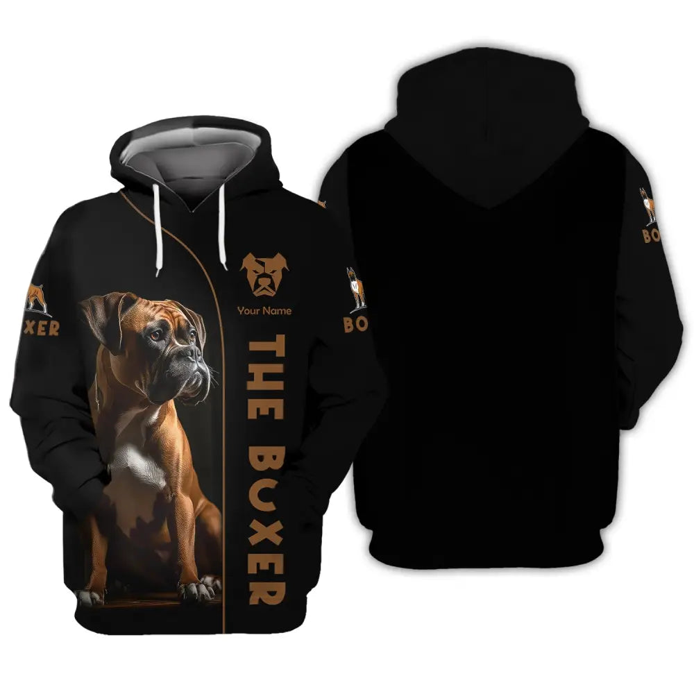 Unisex Shirt Custom Name The Boxer Dog 3D Gift For Pet Lovers Hoodie / S T-Shirt