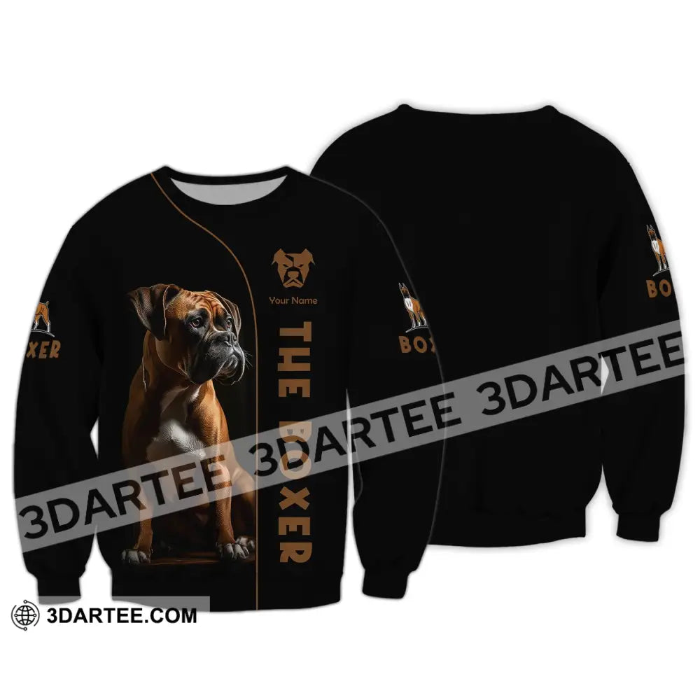 Unisex Shirt Custom Name The Boxer Dog 3D Gift For Pet Lovers Long Sleeve / S T-Shirt