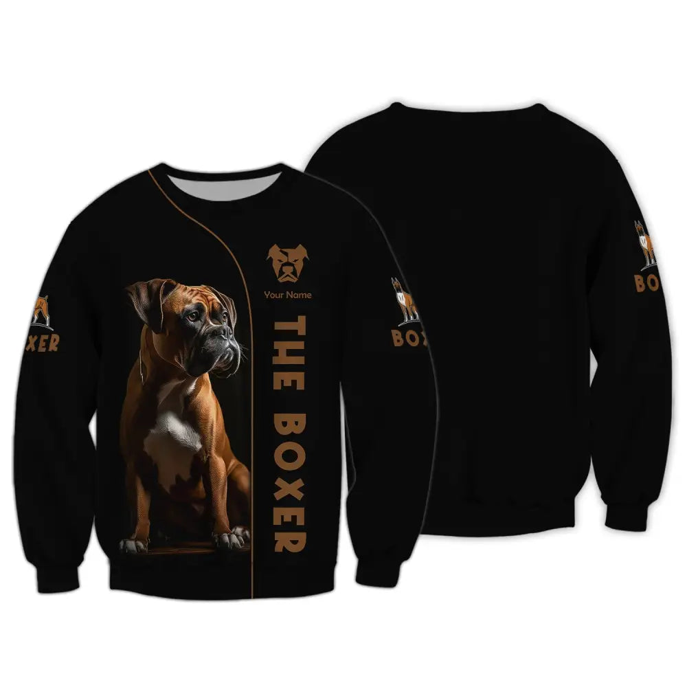 Unisex Shirt Custom Name The Boxer Dog 3D Gift For Pet Lovers Long Sleeve / S T-Shirt