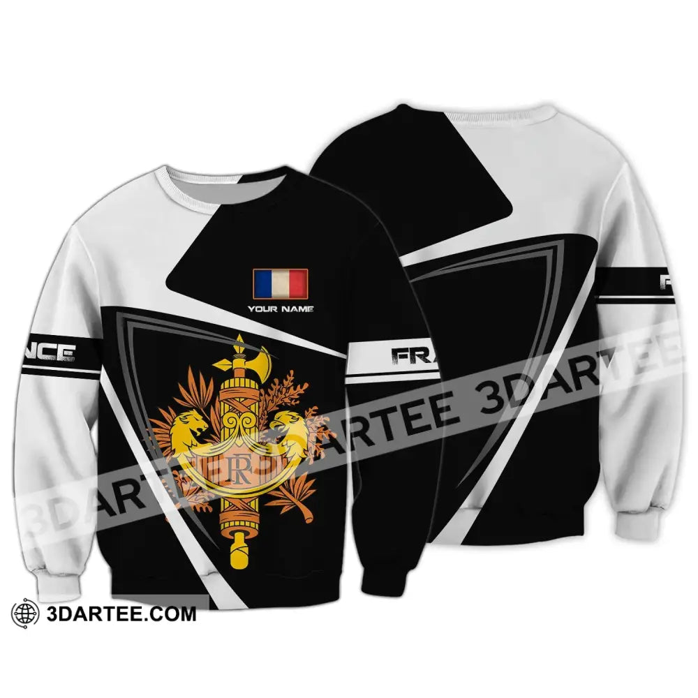 Unisex Shirt - Custom Name The Coat Of Arms France Long Sleeve / S T-Shirt