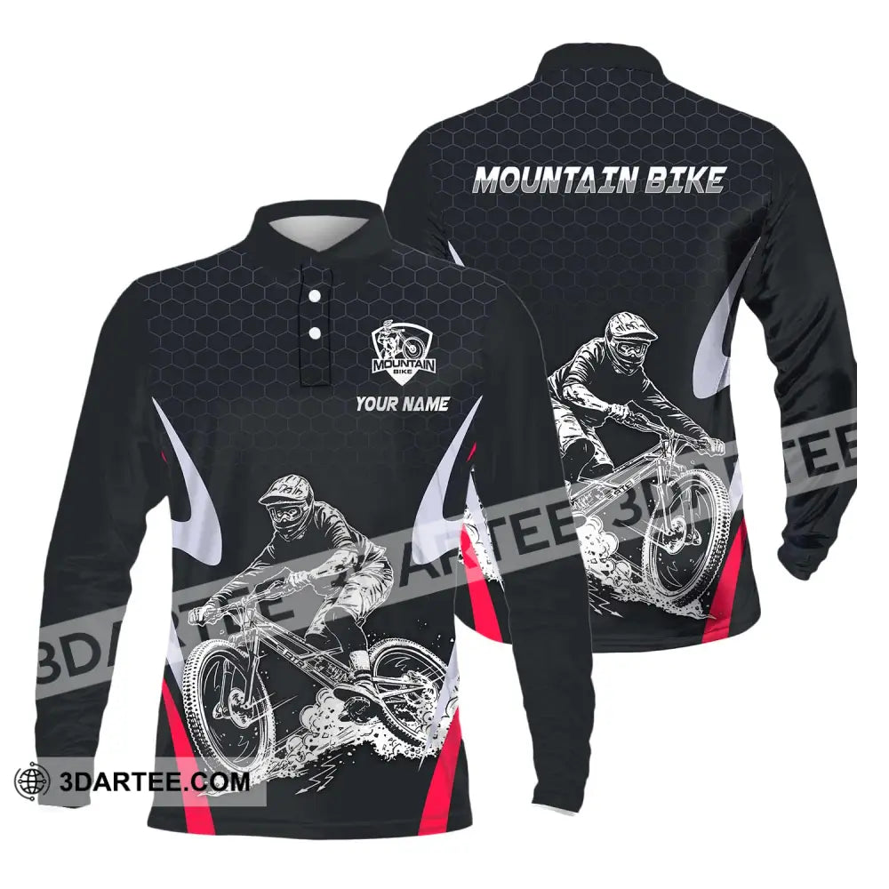 Unisex Shirt - Custom Name The Mountain Bike Player Sport Long Sleeve Polo / S T-Shirt