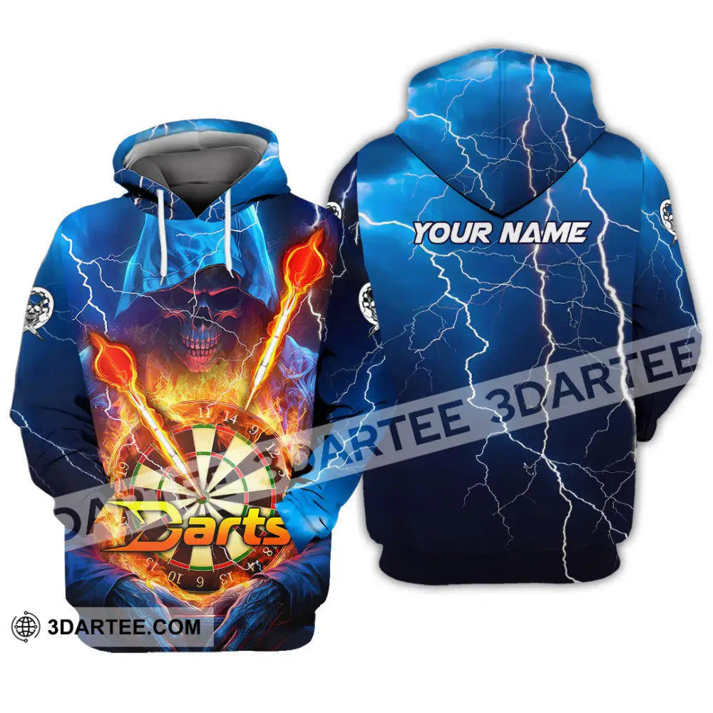 Unisex Shirt - Custom Name The Skull Darts Sport Fire And Ice Hoodie / S T-Shirt