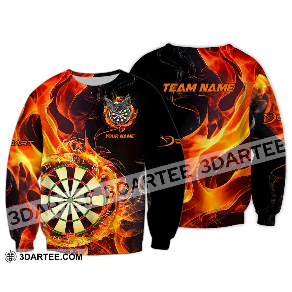 Unisex Shirt - Custom Name The Skull Darts Sport Fire Long Sleeve / S T-Shirt