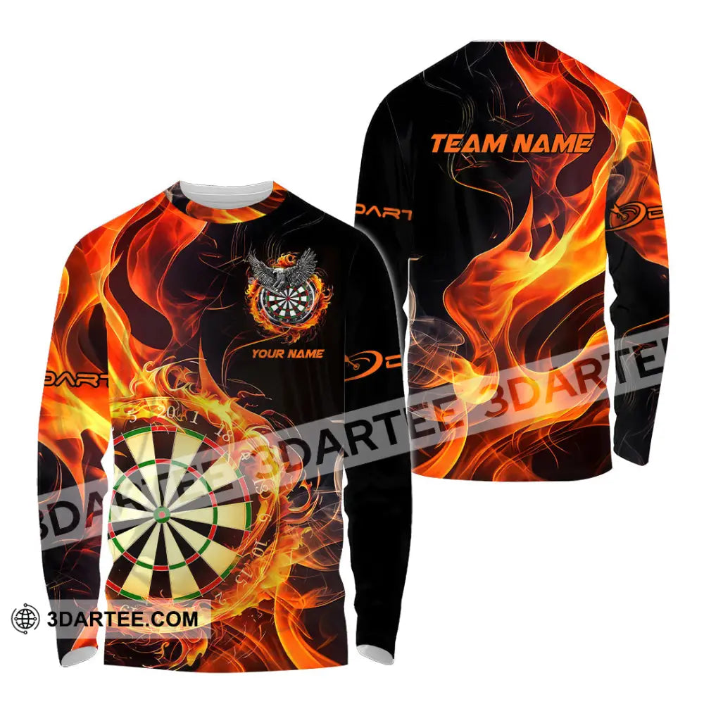 Unisex Shirt - Custom Name The Skull Darts Sport Fire Long Sleeve / S T-Shirt