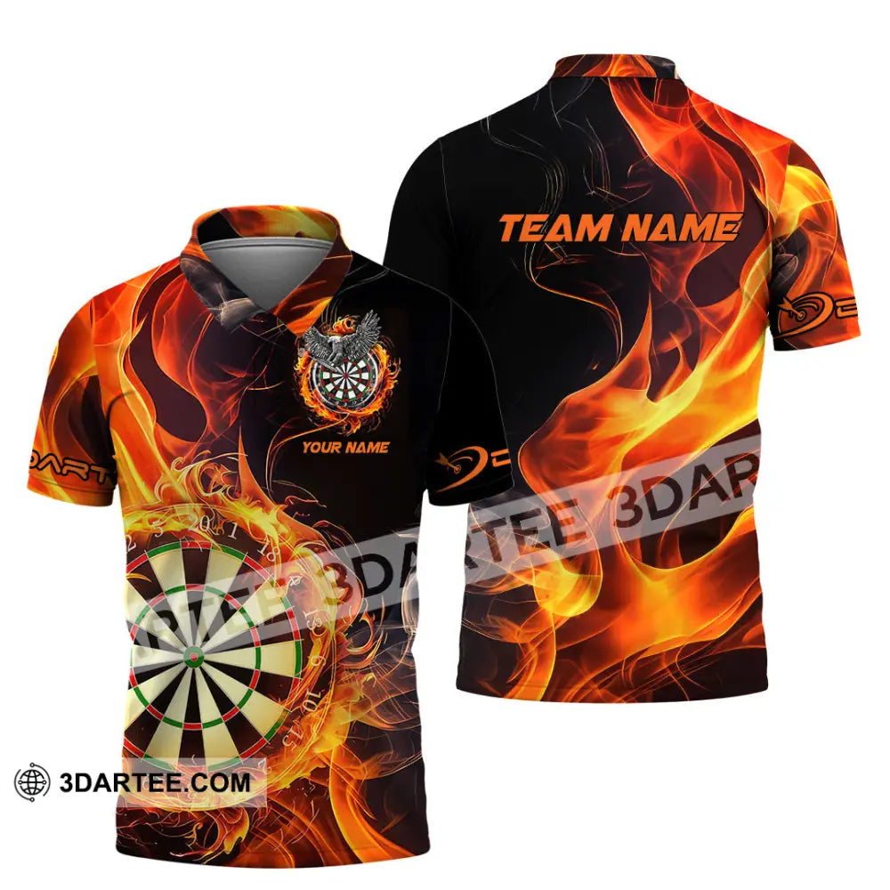 Unisex Shirt - Custom Name The Skull Darts Sport Fire Polo / S T-Shirt