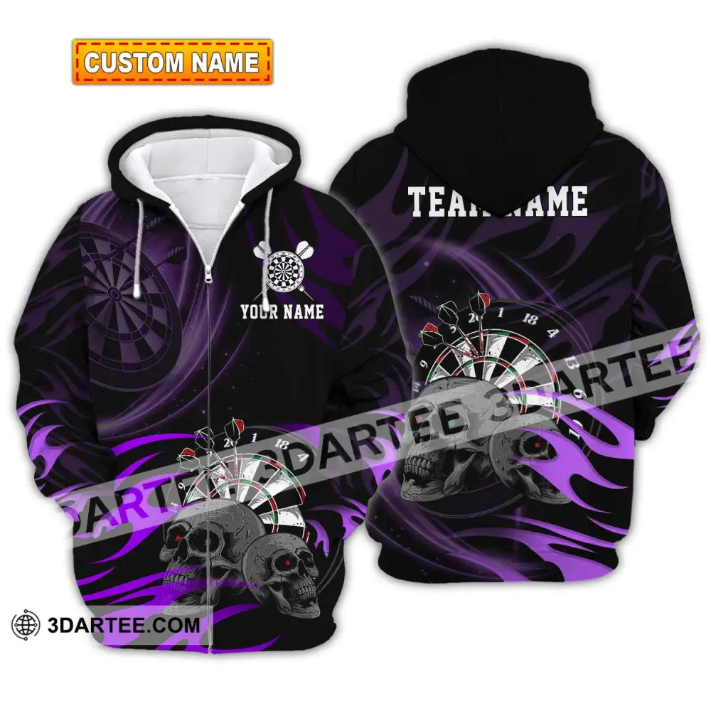 Unisex Shirt - Custom Name The Skull Darts Sport Zipper Hoodie / S T-Shirt