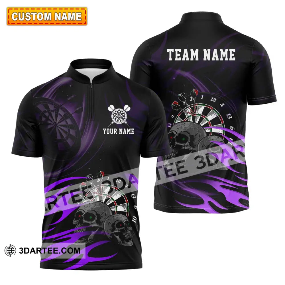 Unisex Shirt - Custom Name The Skull Darts Sport Zipper Polo / S T-Shirt